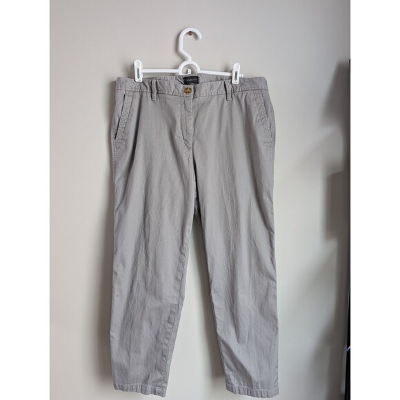 Talbots Pants Gray Relaxed Chino Straight Leg Mid-Rise Flat Front Size 12P - Picture 1 of 8
